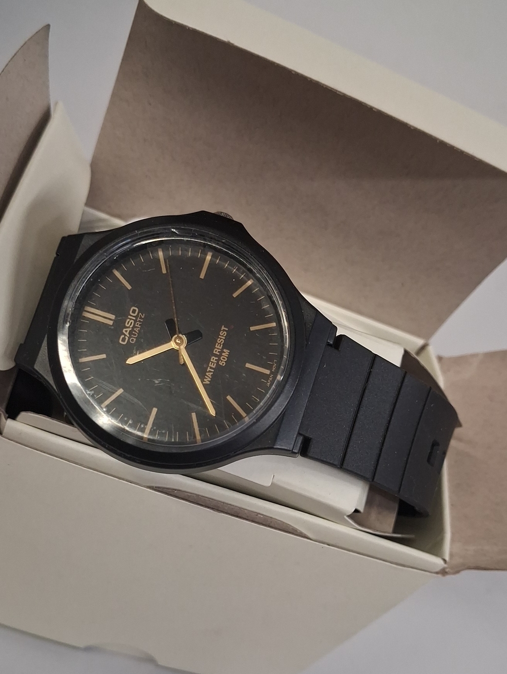 NWT Casio Men's Black Resin Strap Quartz Watch - Black Dial